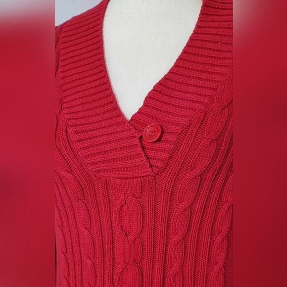 Faded Glory size large 12-14 Vintage Red Pullover sweater Holiday Rib V-neck - Picture 2 of 4